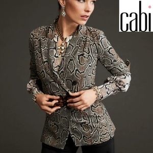 CAbi 3733 Python Snake Animal Print Blazer Long Sleeves Double-Breasted Size 12